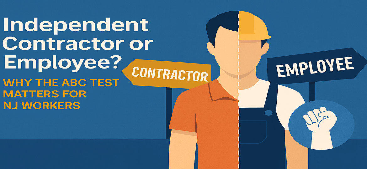Man split between contractor and employee. Reference to ABC test and NJ workers
